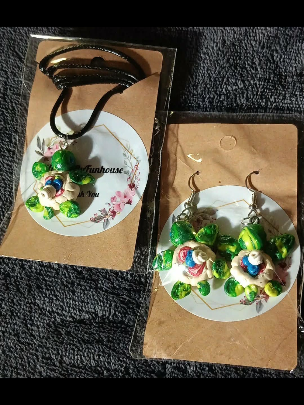 Polymer Fruit Tart Sea Turtle Necklace & Earrings Bundle Kawaii Ocean Jewlery
